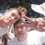 מימין: יו"ר ארגון נכי צה"ל עידן קלימן ושי קרפלס, בהפגנה. צילום: שי קרפלס